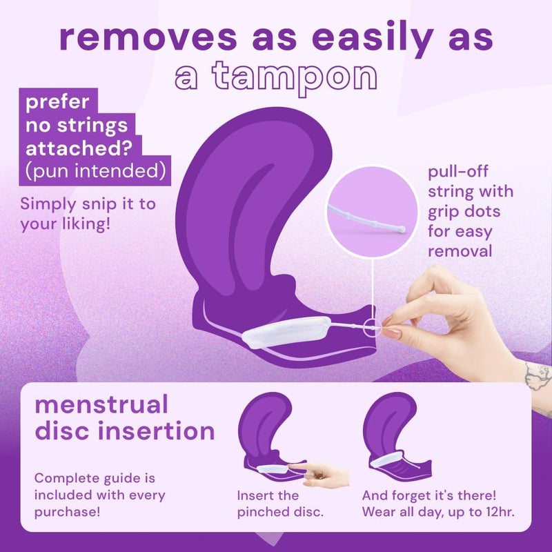 Bodyotics Comfydisc: 2X (S & L) Reusable Menstrual Discs with Pull-Off String for Easy Insertion & Removal, 12-Hour Leak-Proof Protection, Body-Safe Silicone & Includes Carrying Pouches - Image 3